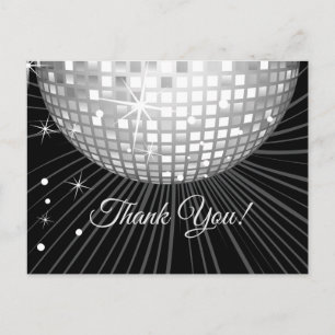 SVART, DISCO PARTY, DANCE, BIRTHDAY TACK DIG CARD VYKORT
