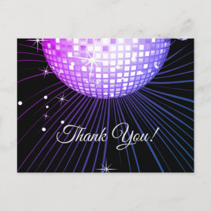 SVART, DISCO PARTY, DANCE, BIRTHDAY TACK DIG CARD VYKORT