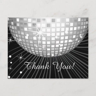 SVART, DISCO PARTY, DANCE, BIRTHDAY TACK DIG CARD VYKORT