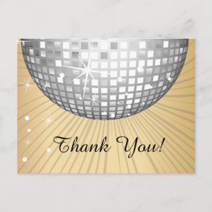 SVART, DISCO PARTY, DANCE, BIRTHDAY TACK DIG CARD VYKORT