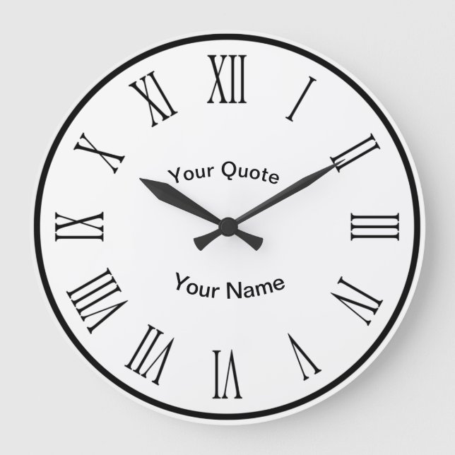 Svart disk i siffror med utstrålande romerska siff stor klocka (Framsida)