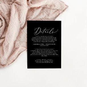 Svart DIY-Bröllop-informationskort med känslig Mör Inbjudningar