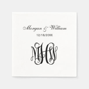 Svart DIY-monogram med skrivstil på BG Pappersservett