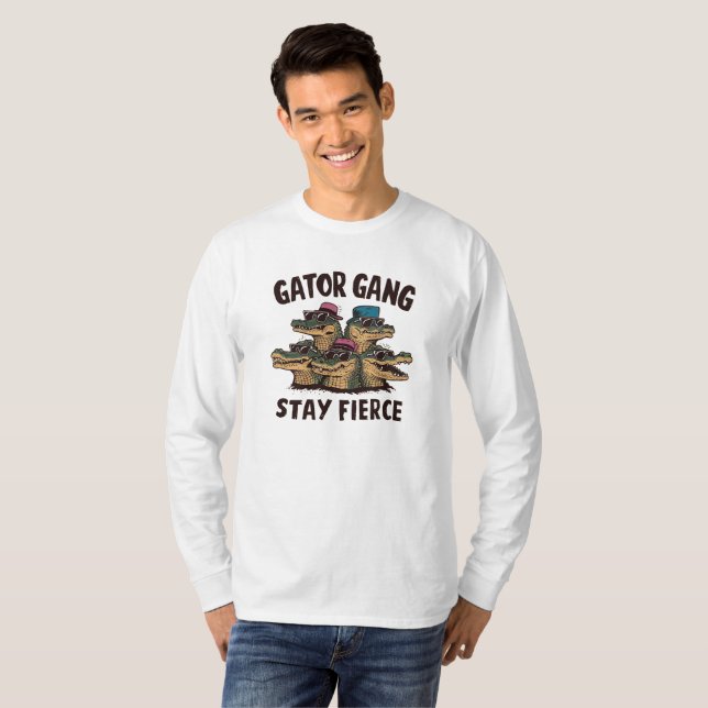 Svart djärv Gator Gang långärmad t-shirt (Hel framsida)