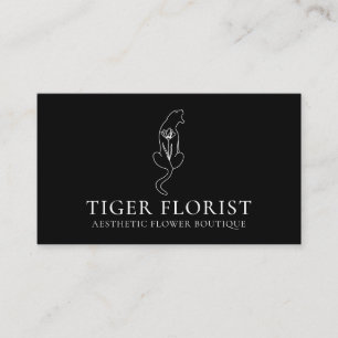Svart Djur Blomma Tiger Visitkort