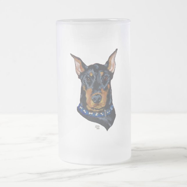 Svart Dobermann Pinscher Frostat Ölglas (Center)