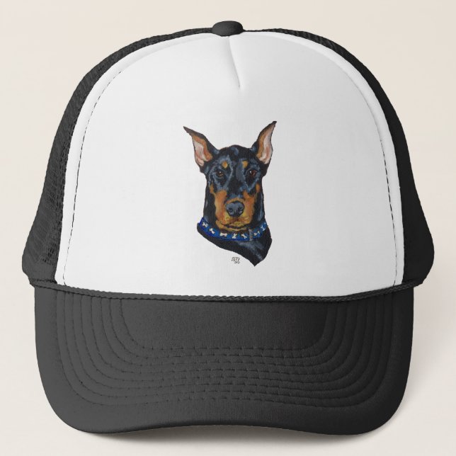 Svart Dobermann Pinscher Keps (Framsida)