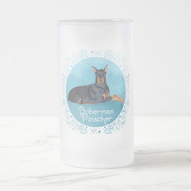Svart Dobermannpinscher Frostat Ölglas (Center)