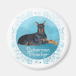 Svart Dobermannpinscher Magnet