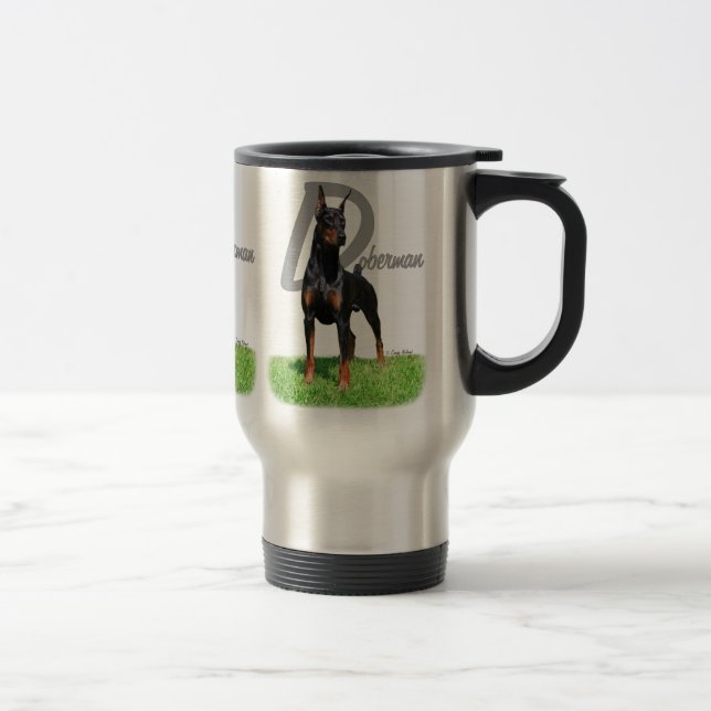 Svart DobermanPinschertravel mug Resemugg (Höger)