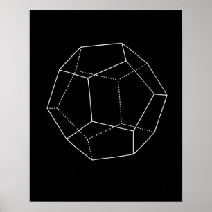 Svart Dodecahedron Poster