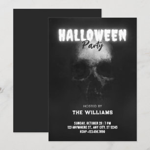 Svart dödskalle ben huvud halloween inbjudningar