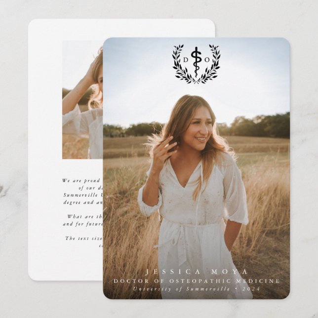 Svart Doktor i Osteopatisk Medicine Studenten Meddelande (Fram/baksida)