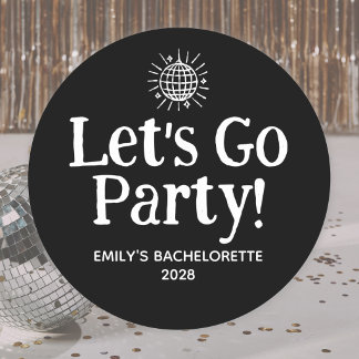 Svart Doodle Disco Boll Sällskapsfest Klass Runt Klistermärke