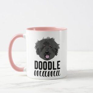 Svart doodle-Mamma, Anpassningsbar Photo Mugg