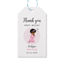 Svart dopgåva tack tag med kors