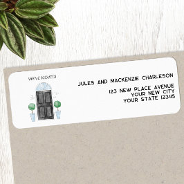 Svart dörr vi har Flyttat ny Returadress i hemmet Etikett