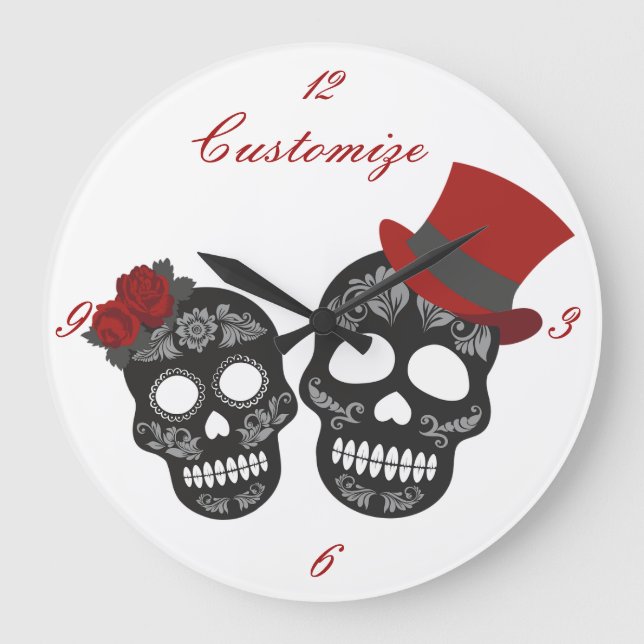 Svart döskallar Duo Thunder_Cove Stor Klocka (Framsida)