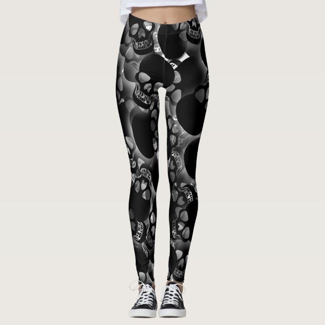 Svart döskallar leggings (Framsida)