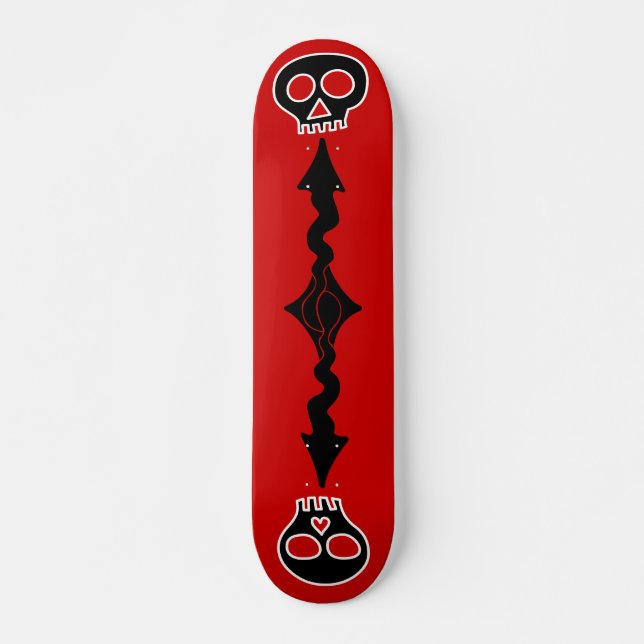svart döskallar skateboard bräda 20 cm (Framsida)