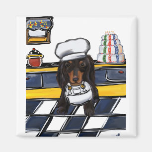 Svart Doxie Chef Magnet