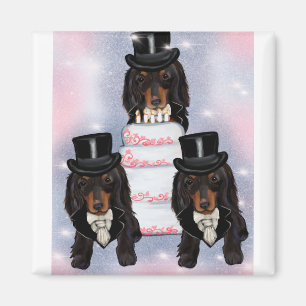 Svart Doxie groomar Magnet