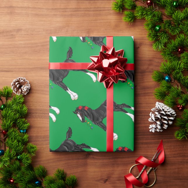 Svart draghästföl jul presentpapper (Julgåva)