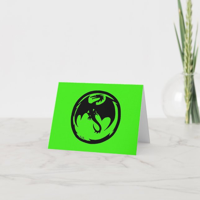Svart Dragon-grönt-kort Kort (Framsida)