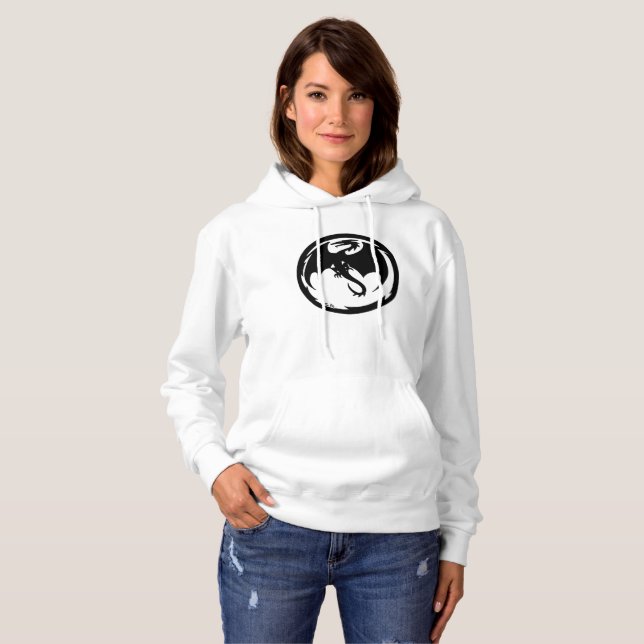 Svart Dragon Kvinnor, vit, svettskjorta T Shirt (Hel framsida)