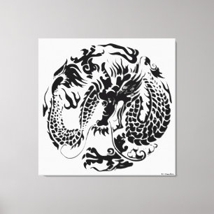 Svart Dragon Wrapped Canvas