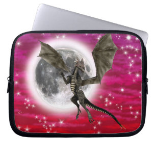 Svart Drak - Mythiskt Fantasiväsen Röd Himmel Laptop Fodral