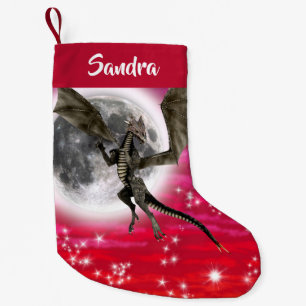 Svart Drak - Mythiskt Fantasy Anpassat Liten Julstrumpa