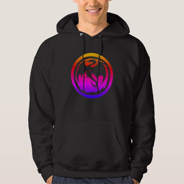 Svart Drak neon svart hoodie (Framsida)