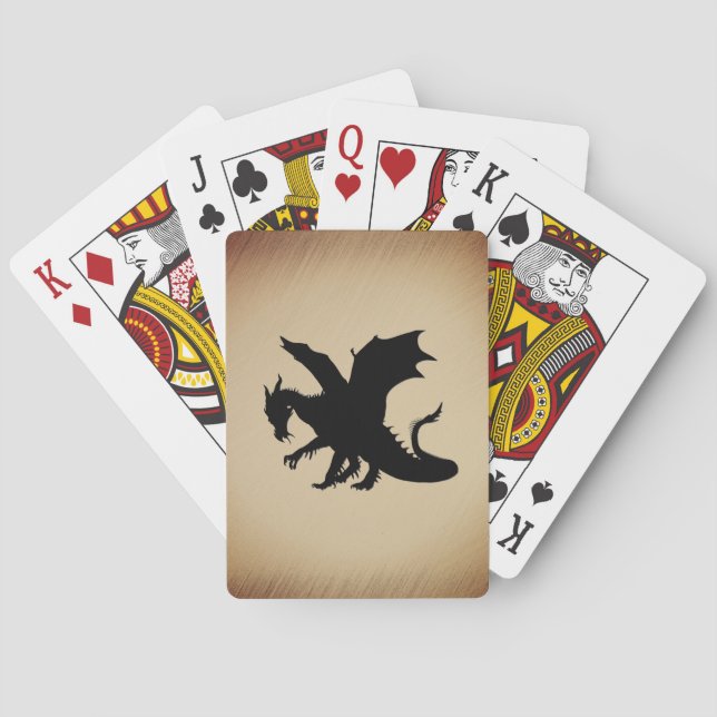 Svart Drak Rustik Bakgrund Casinokort (Baksidan)