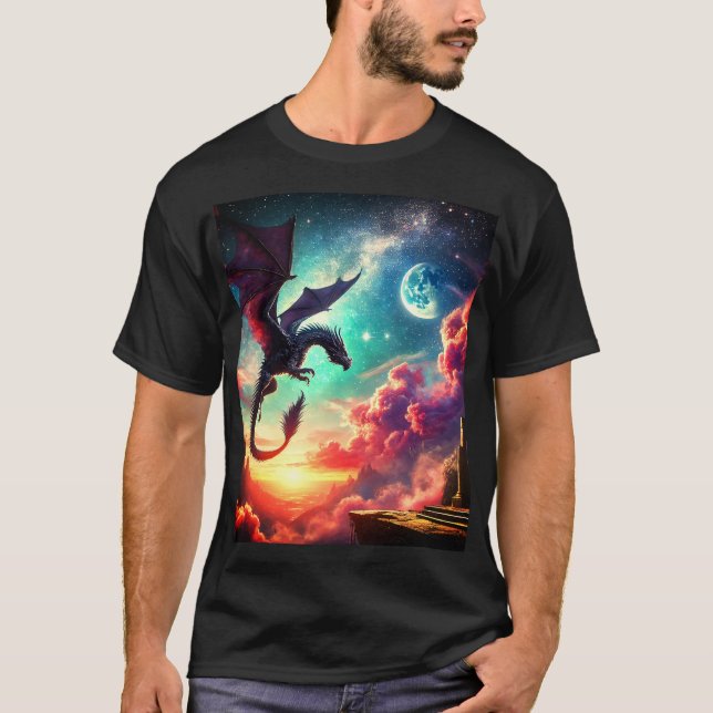 Svart Drak T Shirt (Framsida)