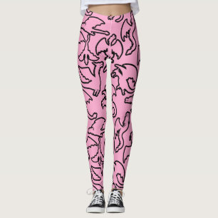 Svart drakar mönster kontur.b L rosa BG Leggings