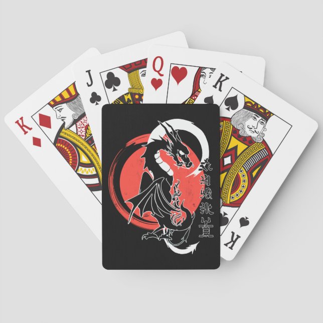 Svart drake, röda måne-kort casinokort (Baksidan)