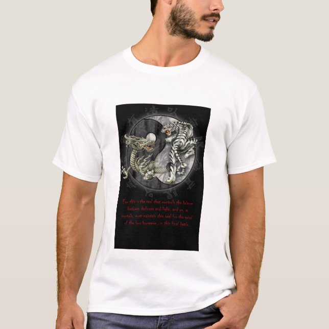 Svart drake-/vittiger t-shirt (Framsida)