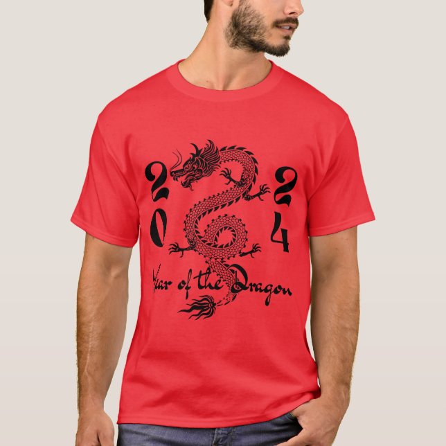 Svart drakens år t shirt (Framsida)