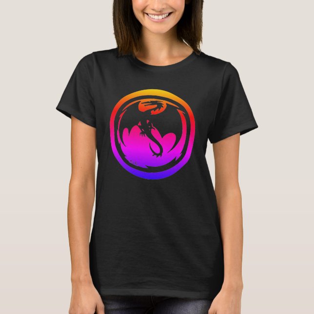 Svart Drakens neon kvinnor svart t-shirt (Framsida)
