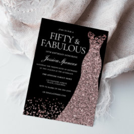 Svart Dress Womans i Ro 50:e Födelsedagsfesten Inbjudningar