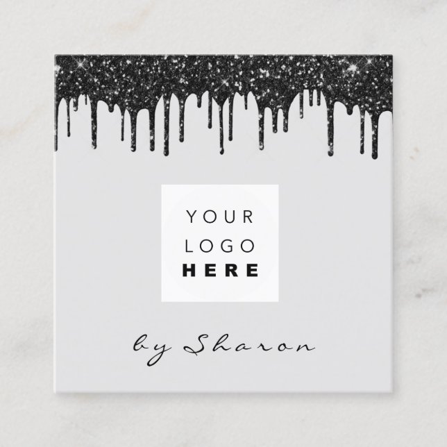 Svart drivrutin för Nagel 6 Slår Logotyp Grått Fyrkantigt Visitkort (Framsida)