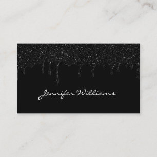 Svart droppande glitter minimalistisk modern elega visitkort