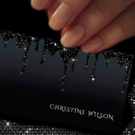 Svart droppbakgrund glitter visitkort