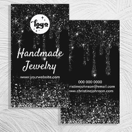 Svart droppning glitter affärskort visitkort