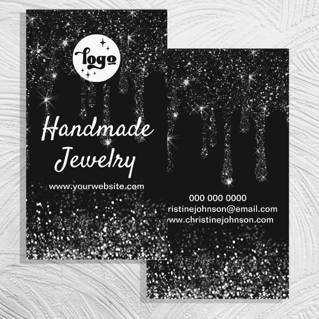 Svart droppning glitter affärskort visitkort (Skapare uppladdad)