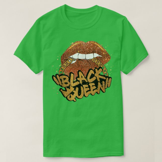 Svart Drottning Afrikanska Färger Bitande Läppar S T Shirt (Design framsida)