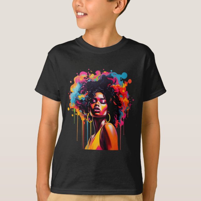 svart drottning afro melanin droppande juneteenth  t shirt (Framsida)