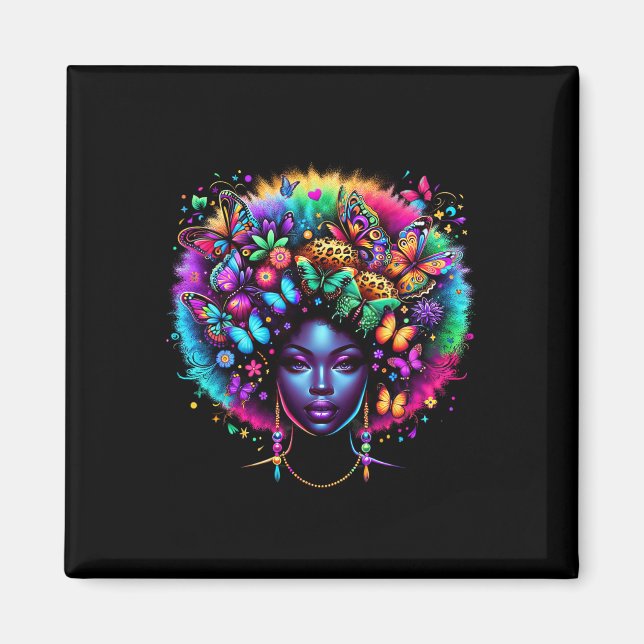 Svart Drottning Afro Melanin Juneteenth Leopard Sm Magnet (Framsidan)