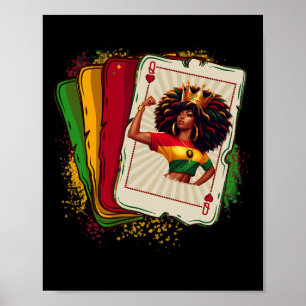 Svart drottning av Hearts Card Docka Game Proud Bl Poster